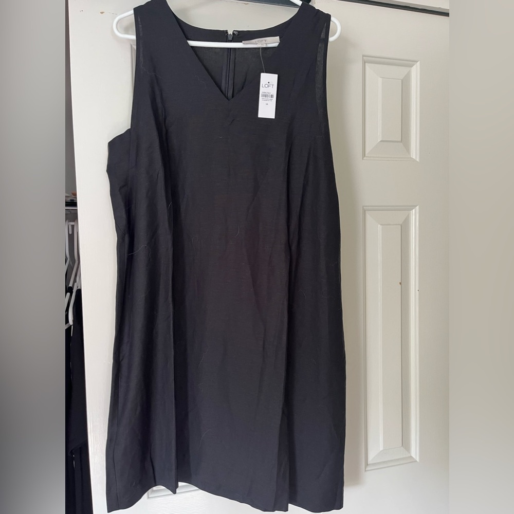 Black linen blend dress